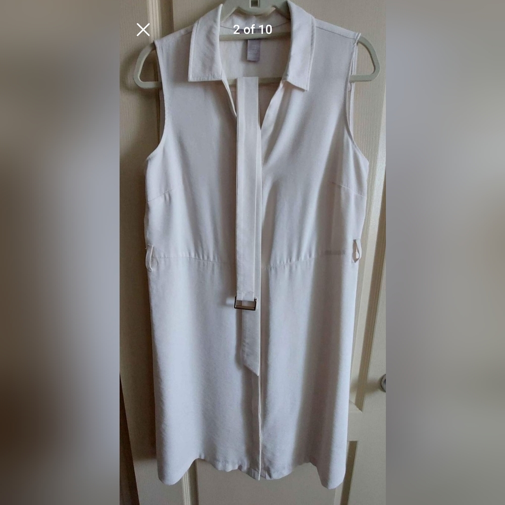 H&M Cream Sleeveless Midi Shirt Dress - Picture 3 of 11